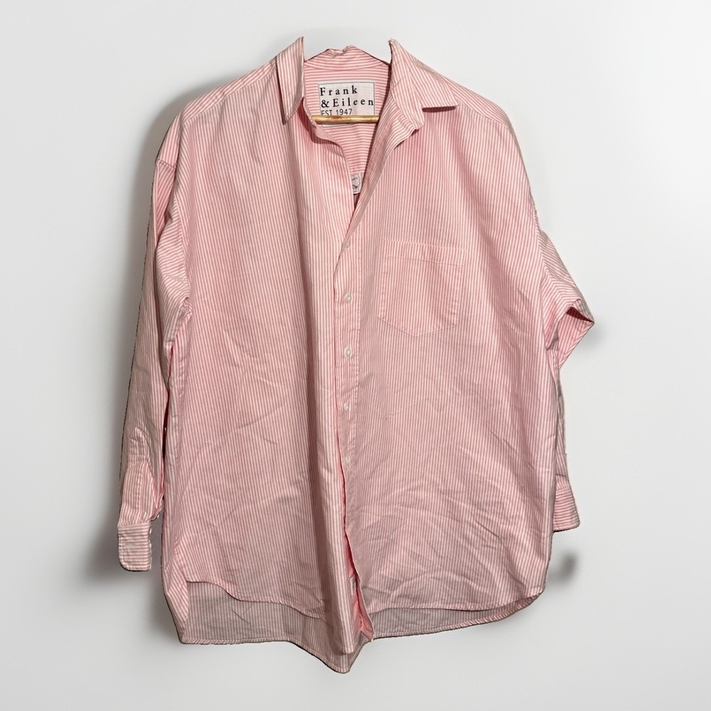 Frank Eileen Shirley Oxford Shirt Medium Oversize Stripes Button Italian Cotton